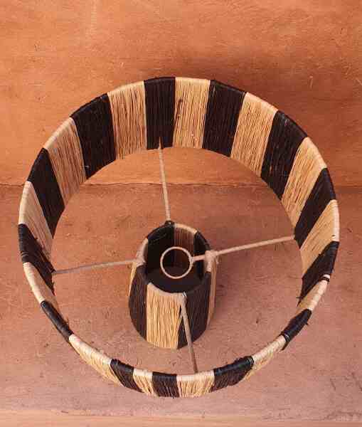 Interior home design with natural raffia lamp