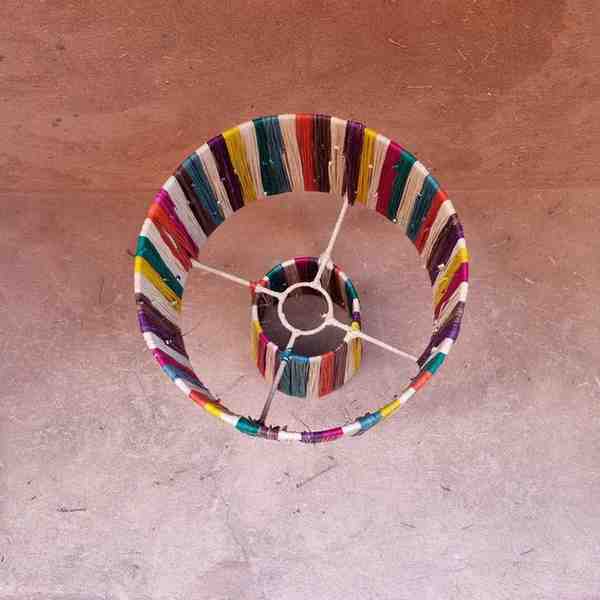 Lampe en raphia, libitiishop, raffia table lamp,rattan lamp,raffia lampshade diy,colorful , handicraft lamp