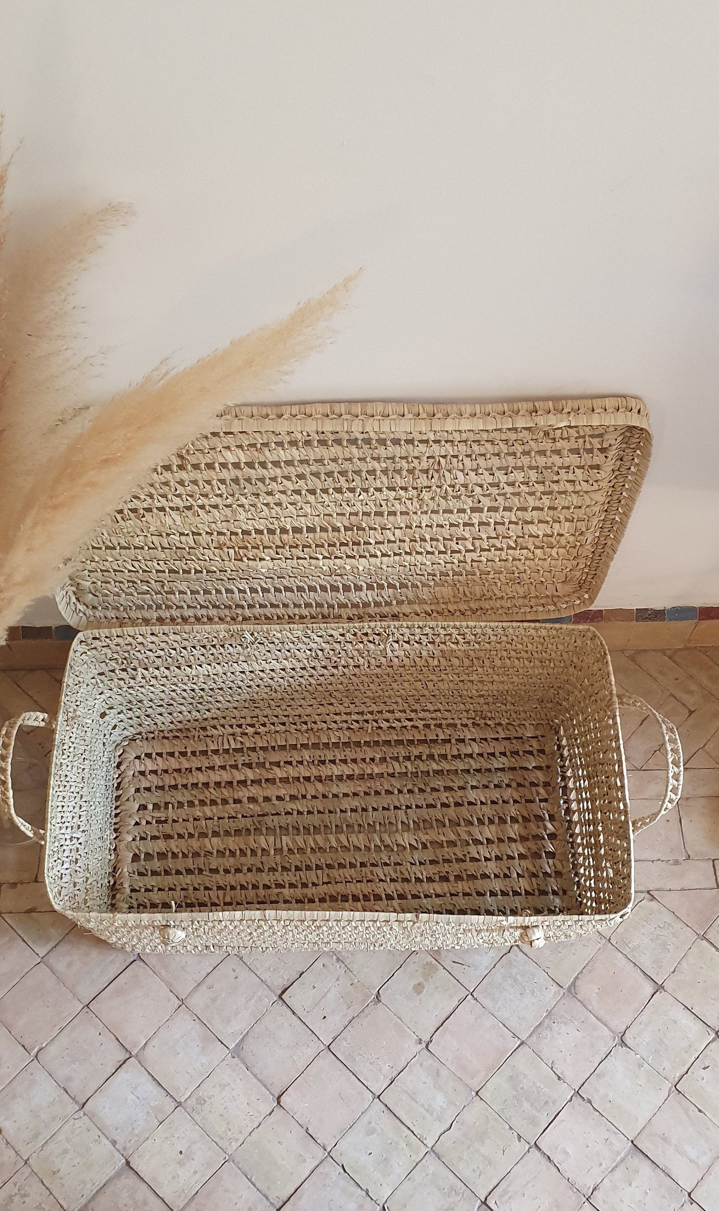 Coffre de rangement en feuille de palmier Panier de rangement