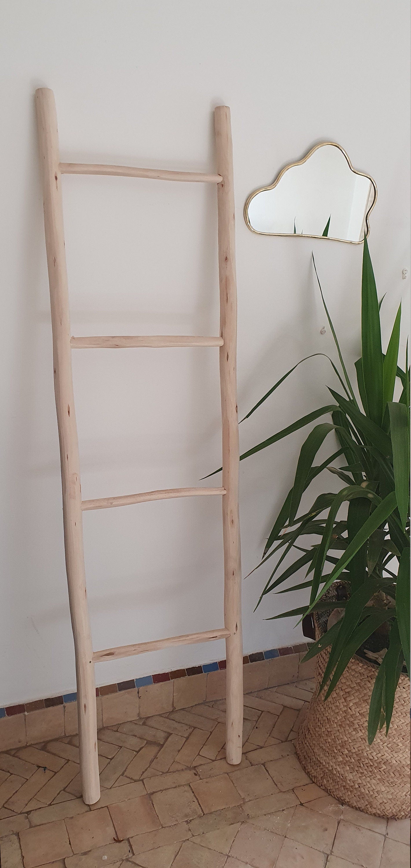 Échelle décorative en bois de 1,5 mètre.