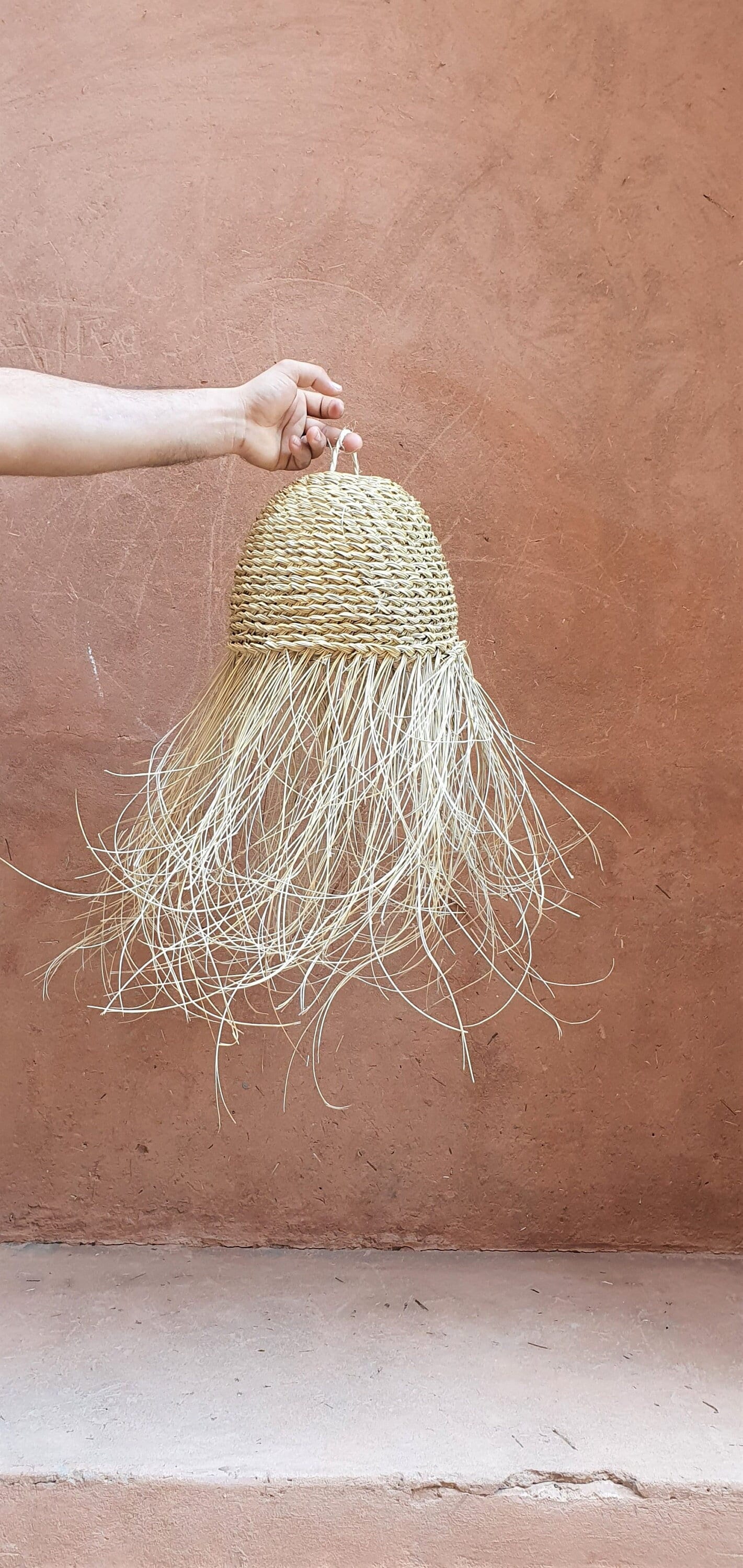 Luminaire suspendu boule doum avec franges