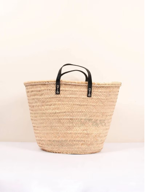 Panier rond anse cuir hot sale