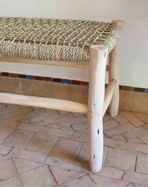 Eco-friendly and stylish indoor/outdoor seating: solid wood bench with natural weaving