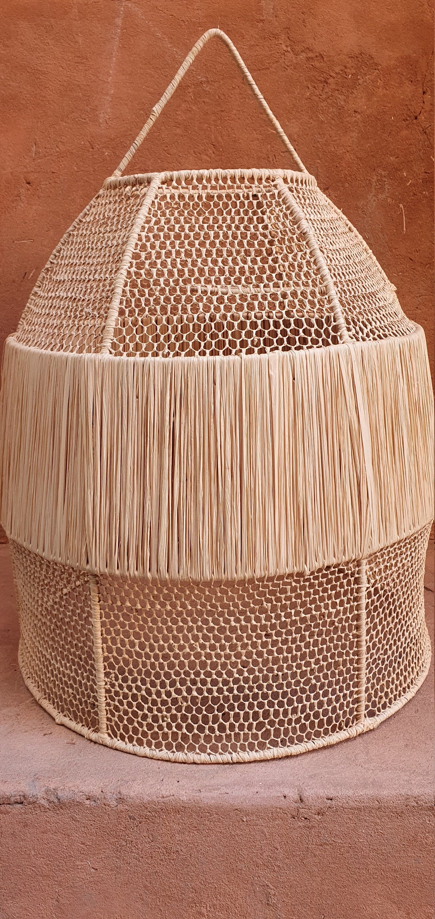 55cm Raffia Lace Bell Lampshade, a stylish room accent.