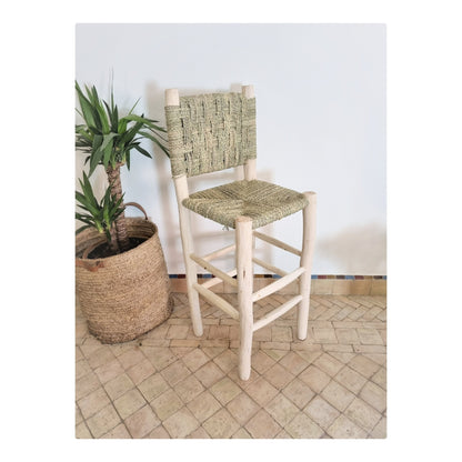 Moroccan Checkerboard Laurel Wood Stool - Front View