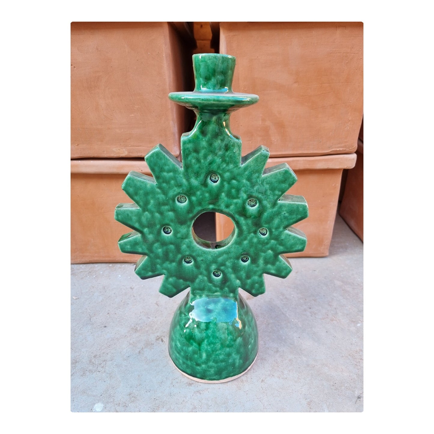 Bougeoir Tamegroute Marocaine en poterie verte