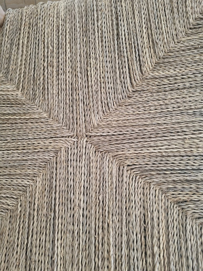 Fauteuil marocain artisanal en bois assise en corde